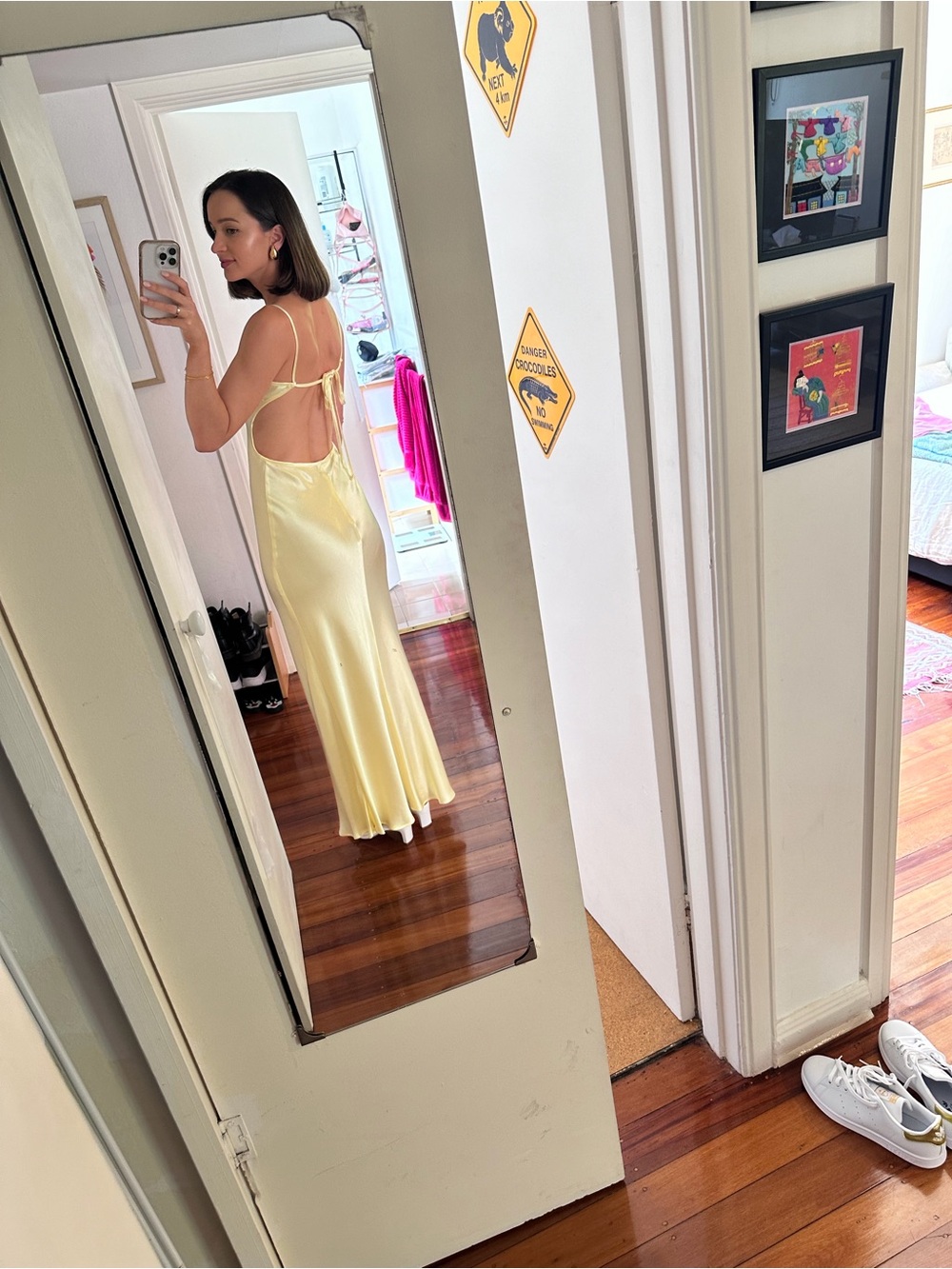 Bec & Bridge Satin Slip Maxi Dress in Pale Yellow - Picture 6 of 6